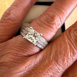 1.55 CT VS2 PRINCESS CUT LAB GROWN DIAMOND ENGAGEMENT RING 14K GOLD